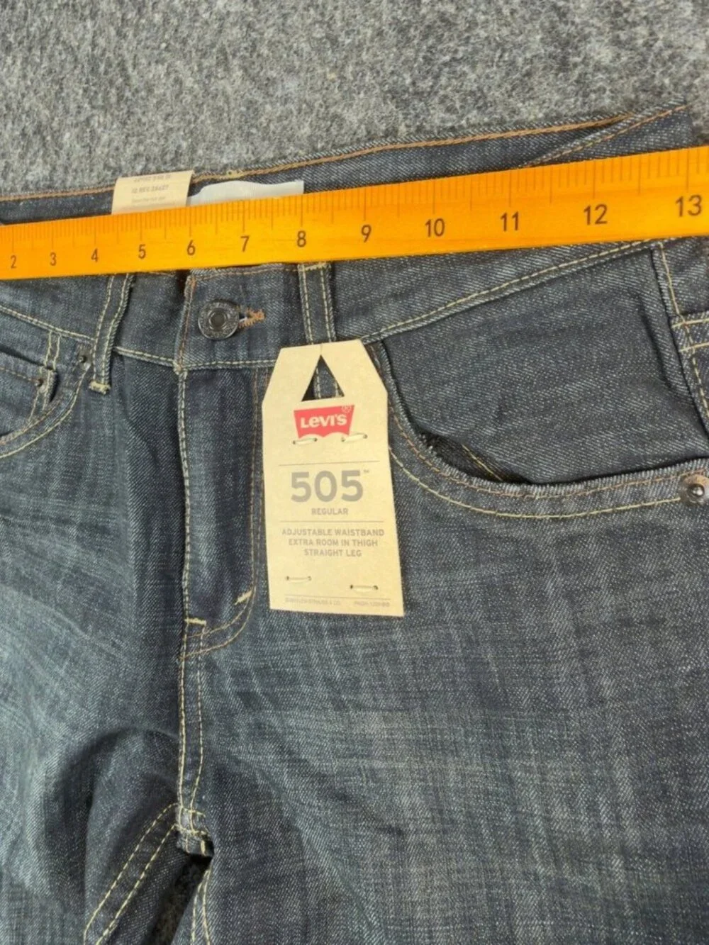 Levi's 505 Jeans Boys 12 Reg Dark Wash Cotton Blend Straight Adjustable NWT